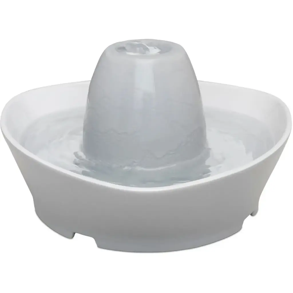 Pet Door Replacement Flaps 11 PetSafe Streamside Ceramic Pet Fountain - front view of the grey ceramic fountain and bowl