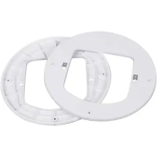 PetSafe Microchip Cat Flap Glass Installation Adaptor - white mounting frame parts arranged side by side