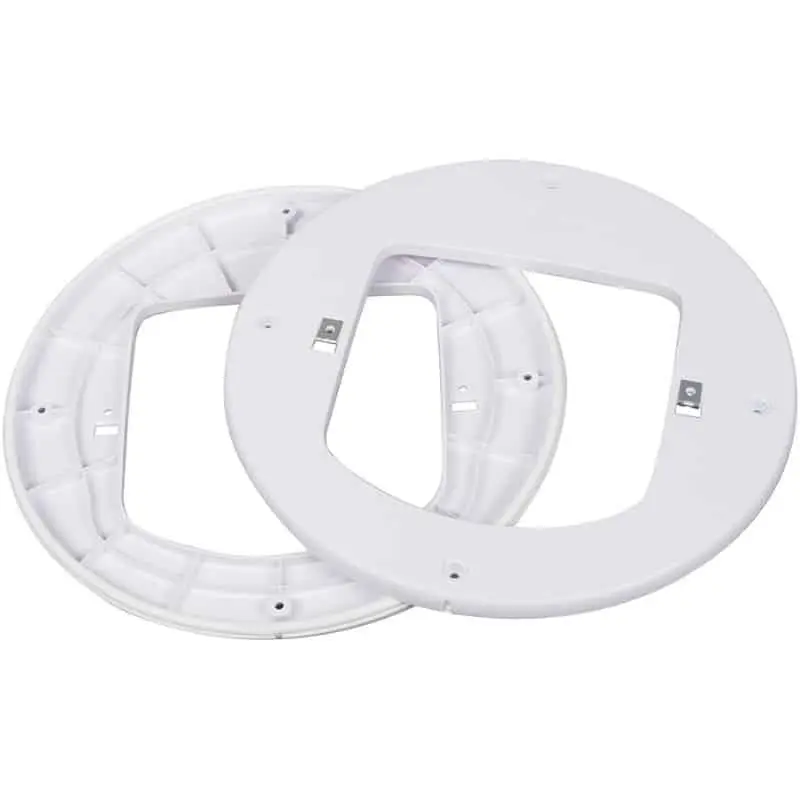 Pet Door Replacement Flaps 55 PetSafe Microchip Cat Flap Glass Installation Adaptor - white mounting frame parts arranged side by side