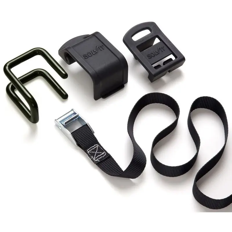 Pet Door Replacement Flaps 44 Solvit Happy Ride Dog Ramp Adaptor - black adaptor fittings and fabric strap arranged together